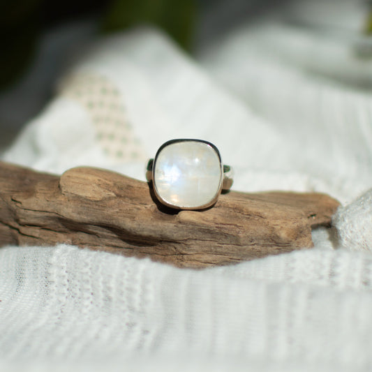 Rainbow Moonstone Ring (Size 9)