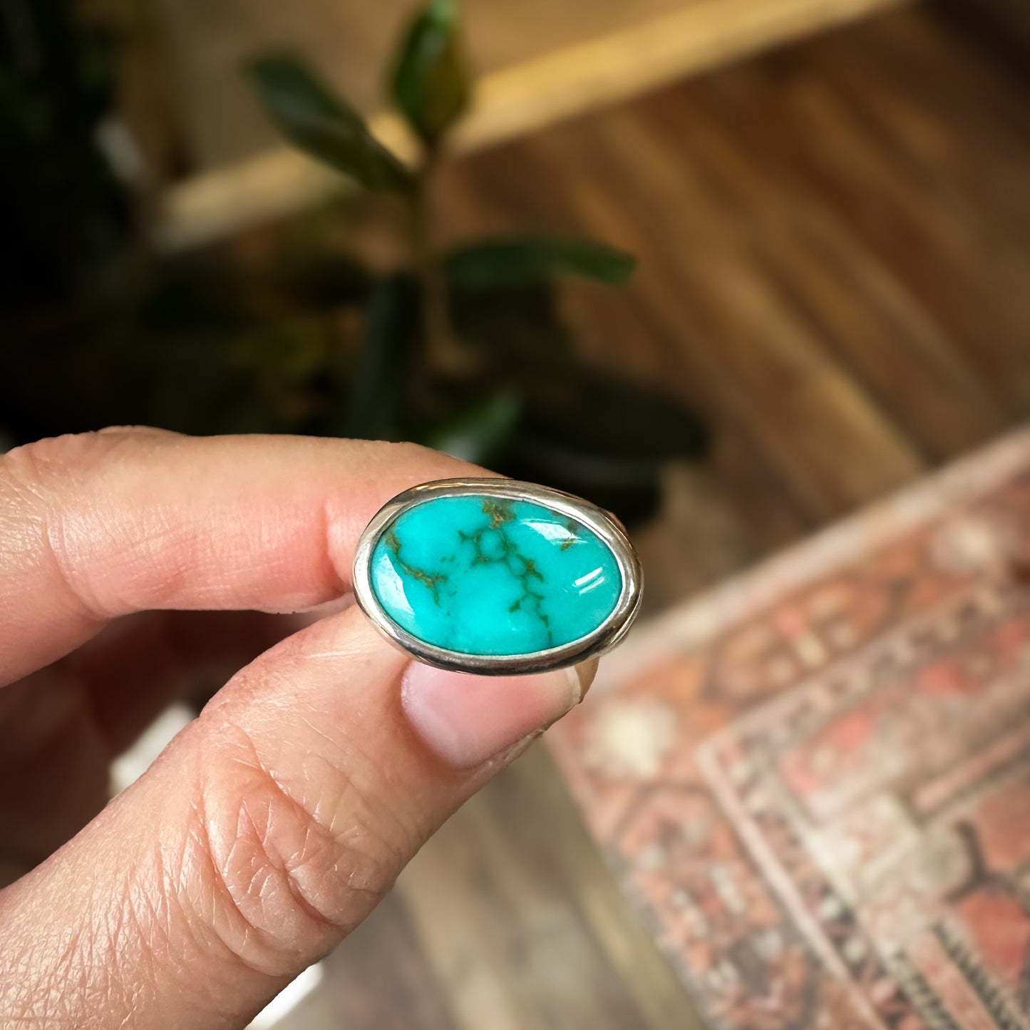 Gemmy Turquoise Wide Set Ring (Size 7)