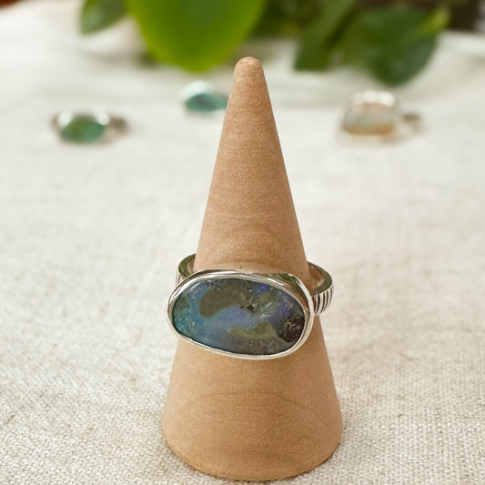 Purple Australian Boulder Opal ring ( Size 6)