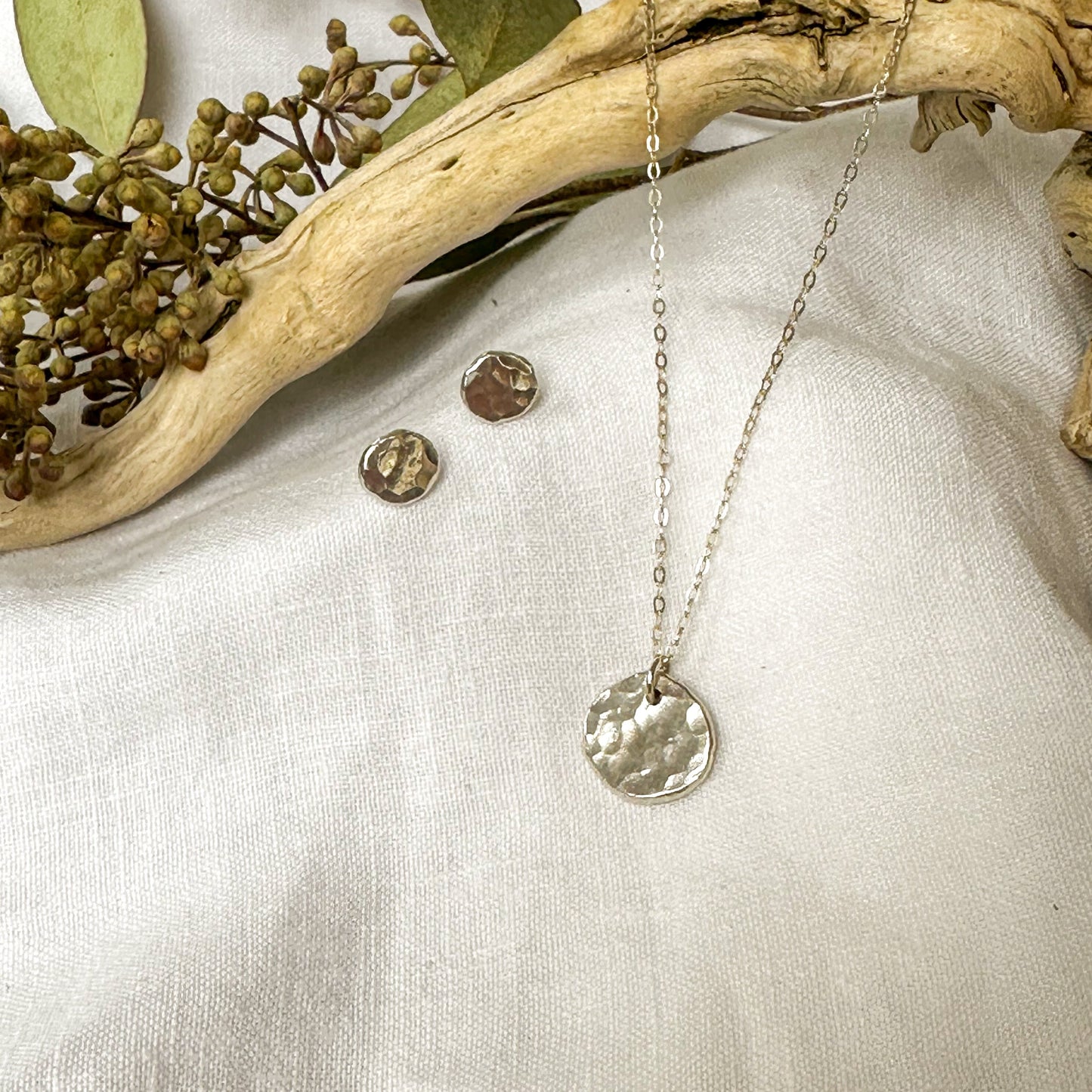 Dainty Recycled Silver Hammered Dot Necklace