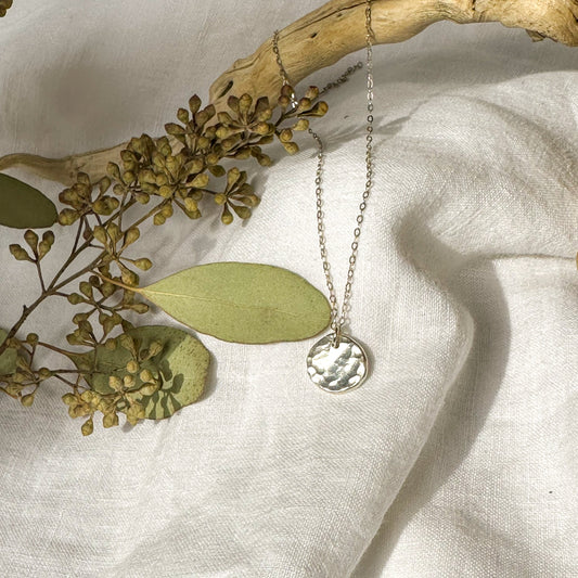 Dainty Recycled Silver Hammered Dot Necklace