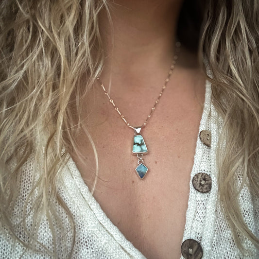 Turquoise and Opal Dangle Pendant