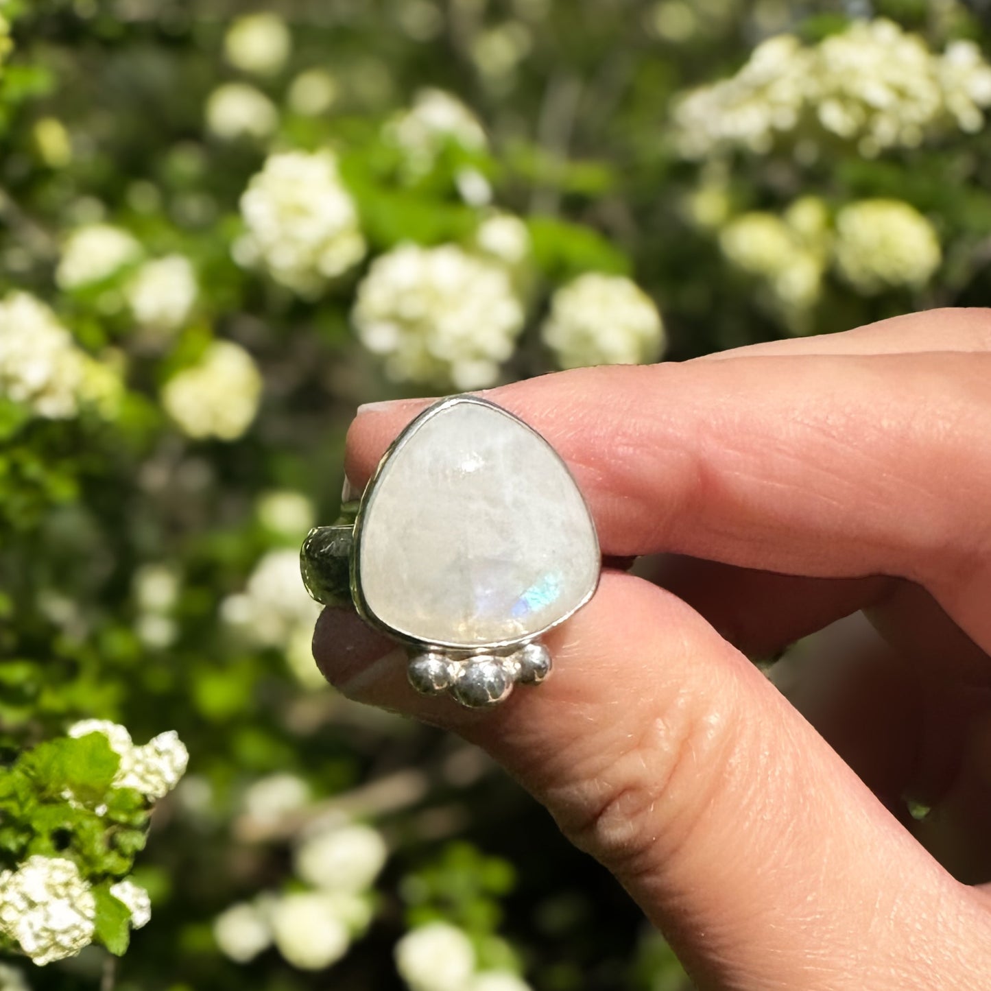 Rainbow Moonstone Ring (Size 7)