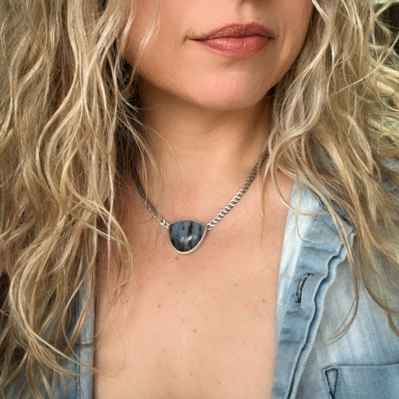 Agate Curb Chain Necklace