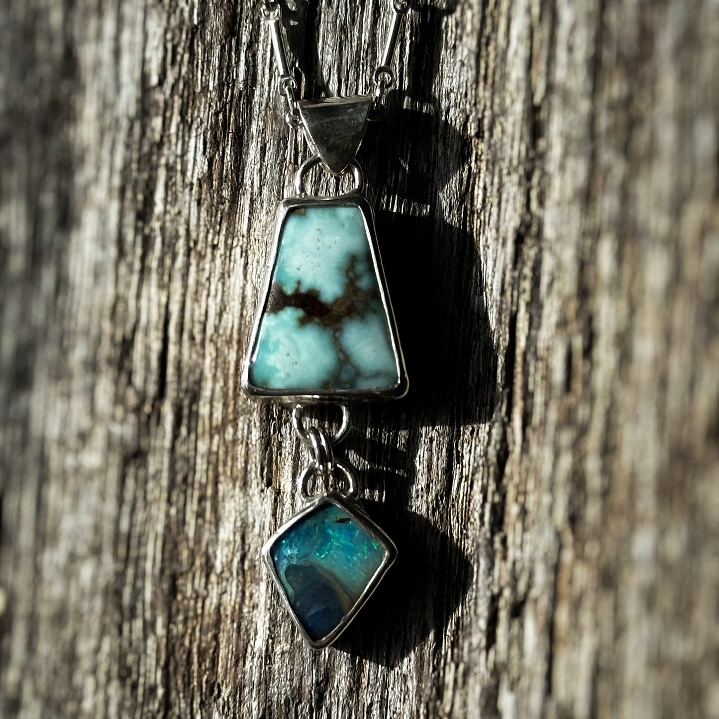 Turquoise and Opal Dangle Pendant