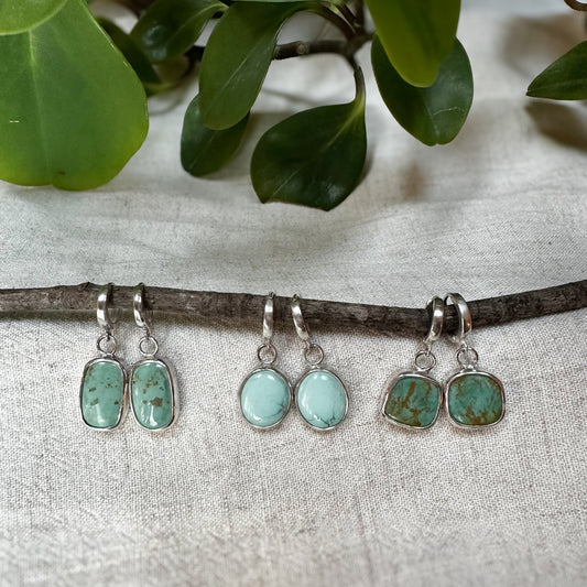 Kingman Turquoise Hinge Hoop Earrings No.1