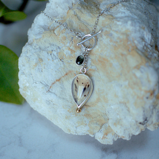 Agate and Emerald Tourmaline Toggle Necklace No. 2