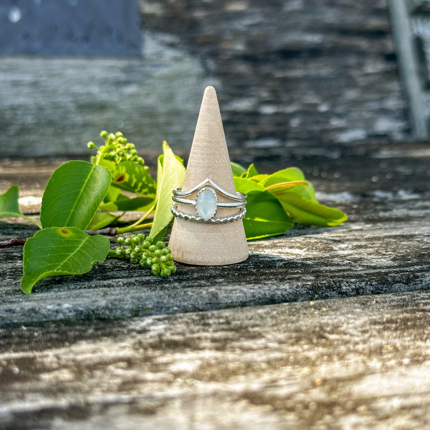 White Moonstone Ring