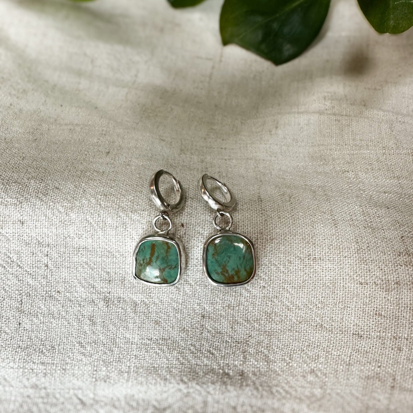 Kingman Turquoise Hinge Hoop Earrings No.1