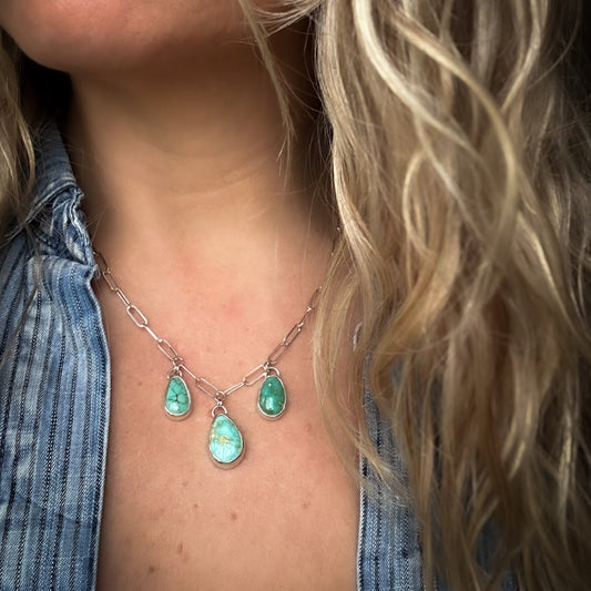 Mixed Turquoise Drop Necklace