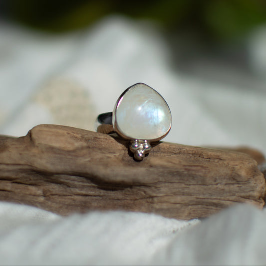 Rainbow Moonstone Ring (Size 5.5)