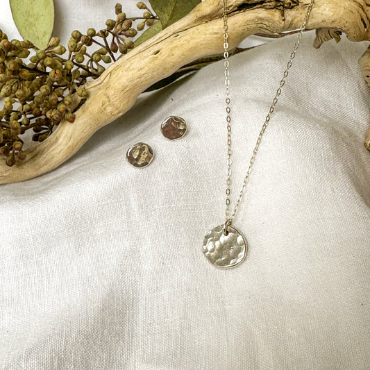 Hammered Recycled Sterling Silver Dot Earrings