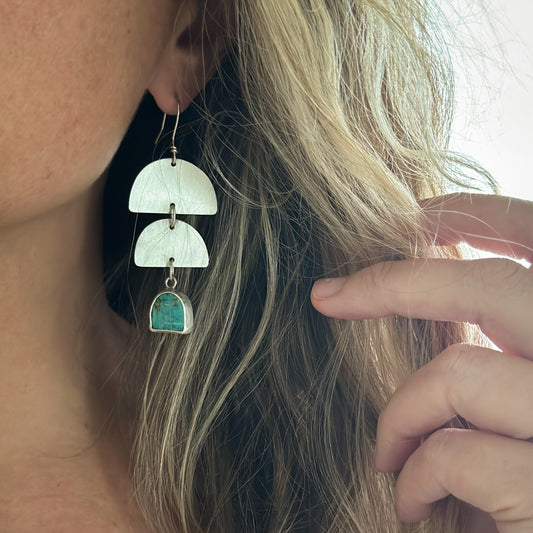 Turquoise Half Moon Dangle Earrings