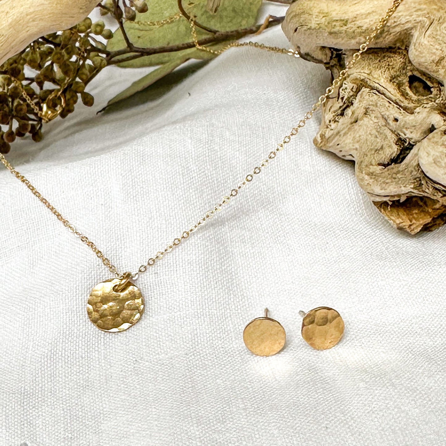 14K Gold Filled Hammered Dot Stud Earrings