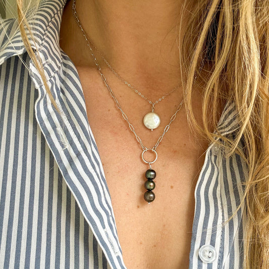 Peacock Pearl Drop Necklace