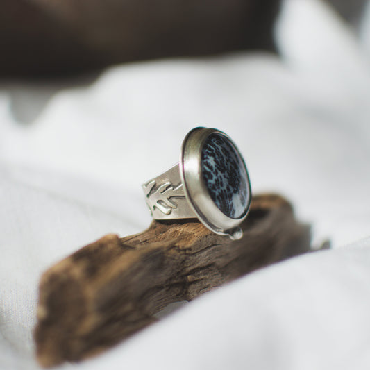 Dendritic Agate Cypress Ring No. 3 (Sz. 7.5)