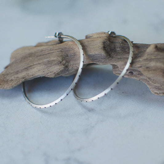 Dainty Hammered Triangle Hoops