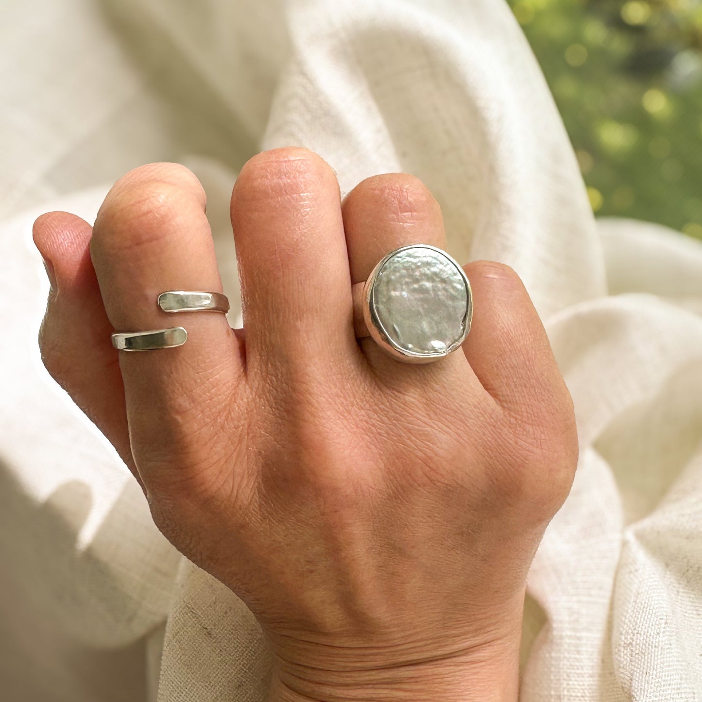 Natural Large Freshwater Pearl Ring