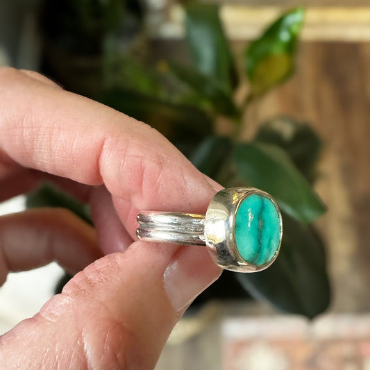 Gemmy Turquoise Wide Set Ring (Size 8)