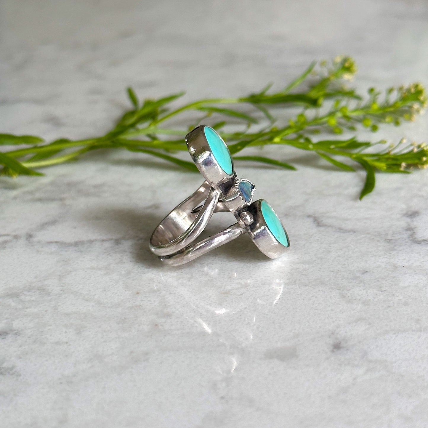 Australian Boulder Opal + Turquoise Ring