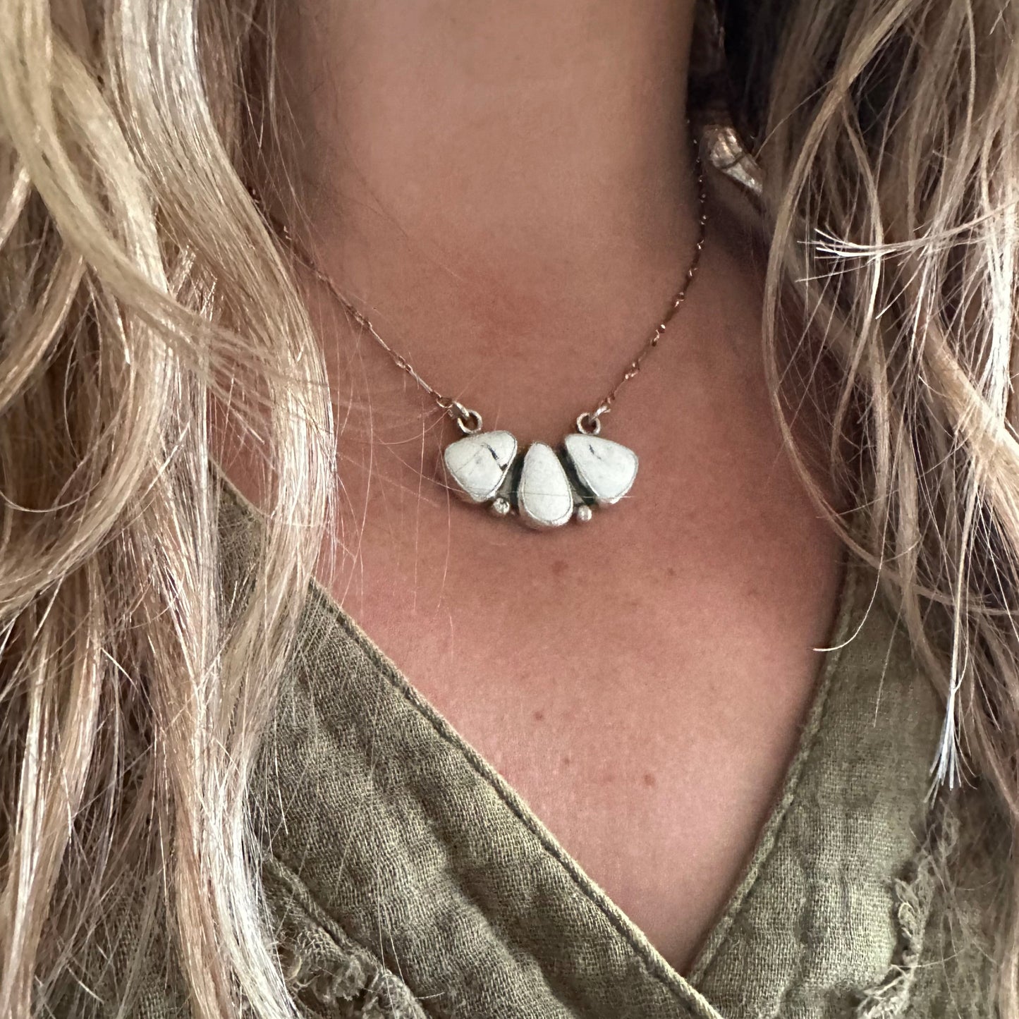 White Buffalo Trio Necklace