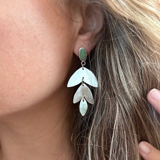 Kingman Turquoise Leaf Dangle Earrings No. 2