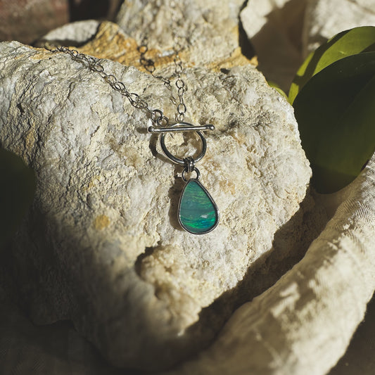 Opal Teardrop Toggle Necklace
