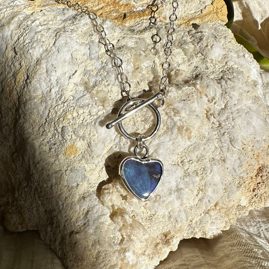 Opal Heart Toggle Necklace