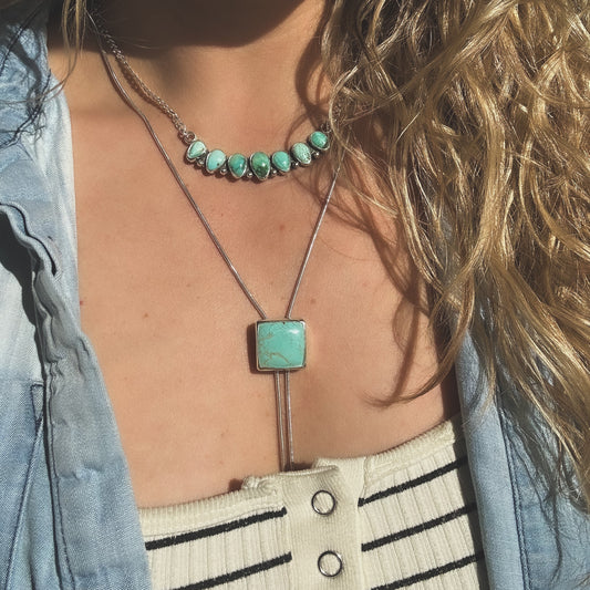 Square Royston Turquoise Bolo