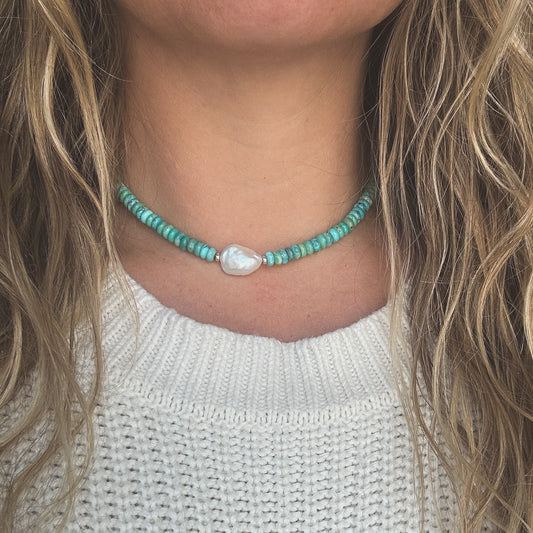 Sonoran Turquoise and Pearl Necklace