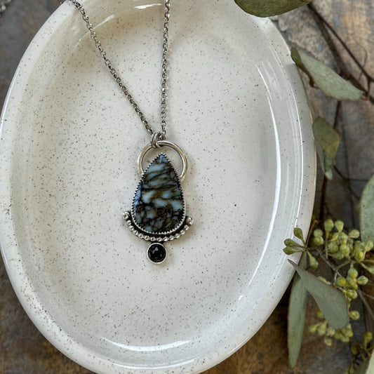 Teardrop Aloe Varscite and Moss Aquamarine Necklace