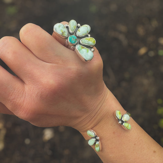 Palomino Flora Cuff close up, botanical floral stone arrangement Natural Earth Collective Ohio