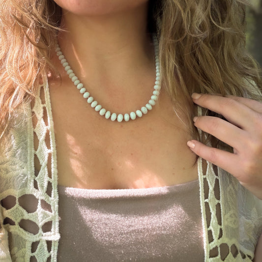 Graduated Pale Amazonite Rondelle Necklace
