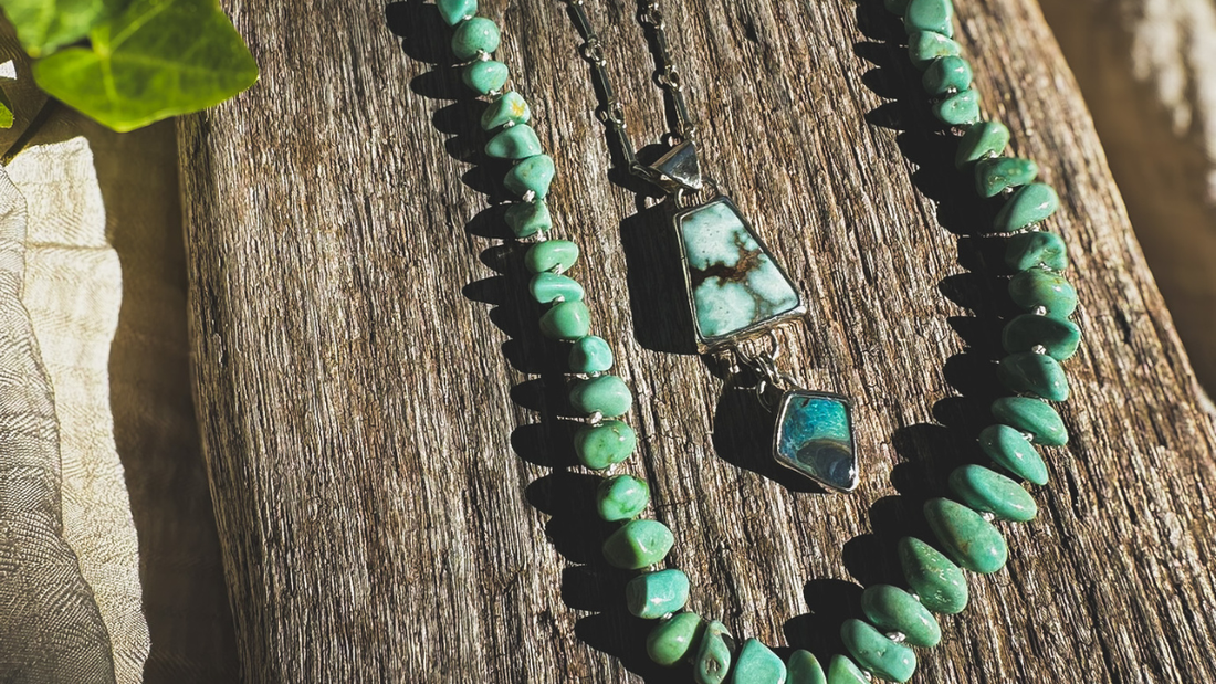Natural turquoise and Australian Boulder Opal sterling silver jewelry collection Natural Earth Collective Ohio