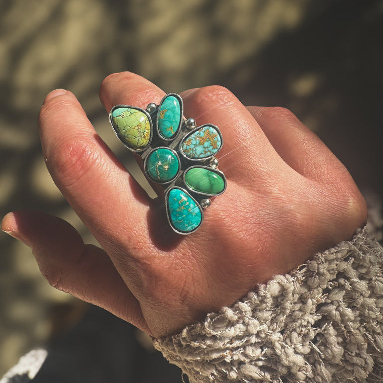 Turquoise Wild Flora Ring - Finish  To Size
