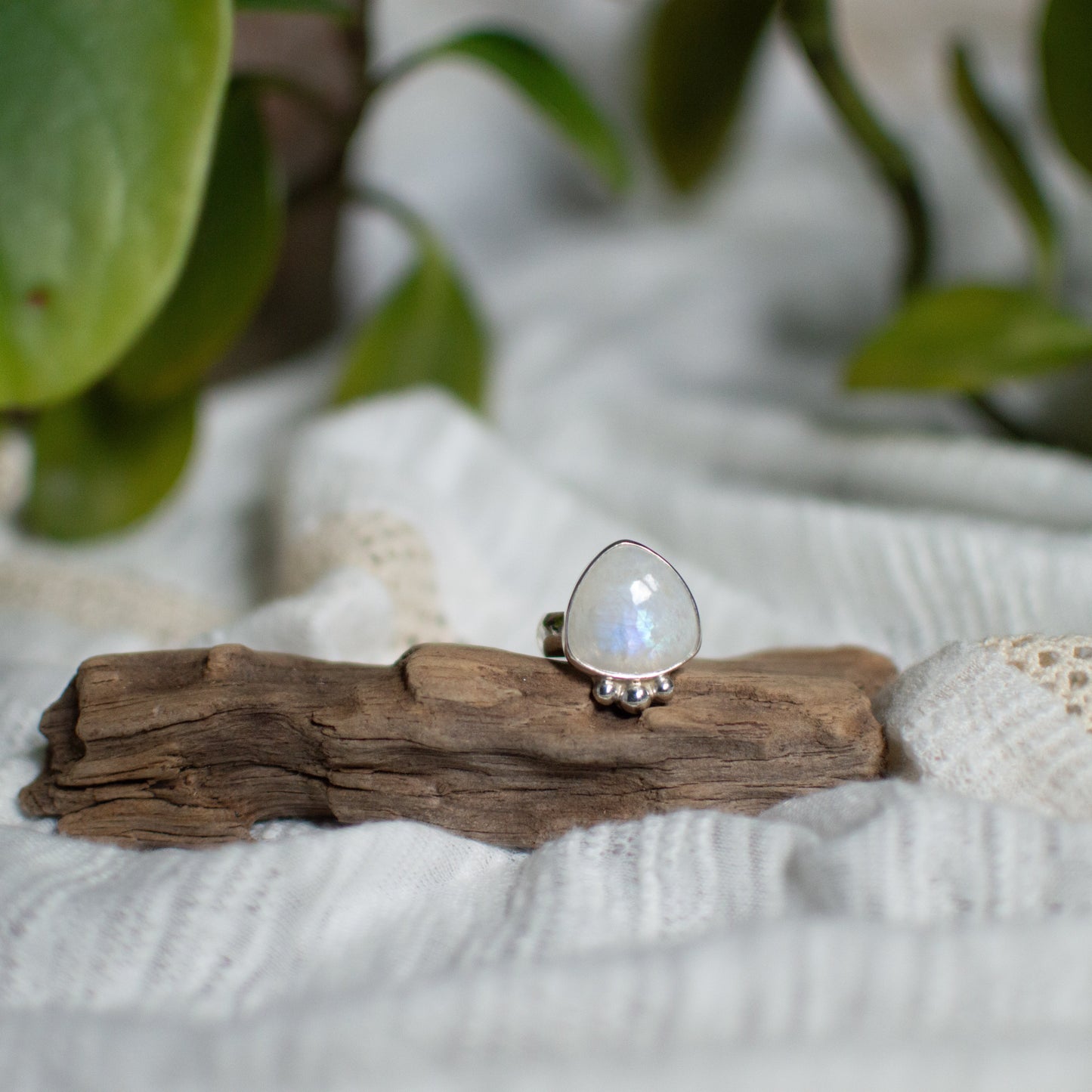 Rainbow Moonstone Ring (Size 7)