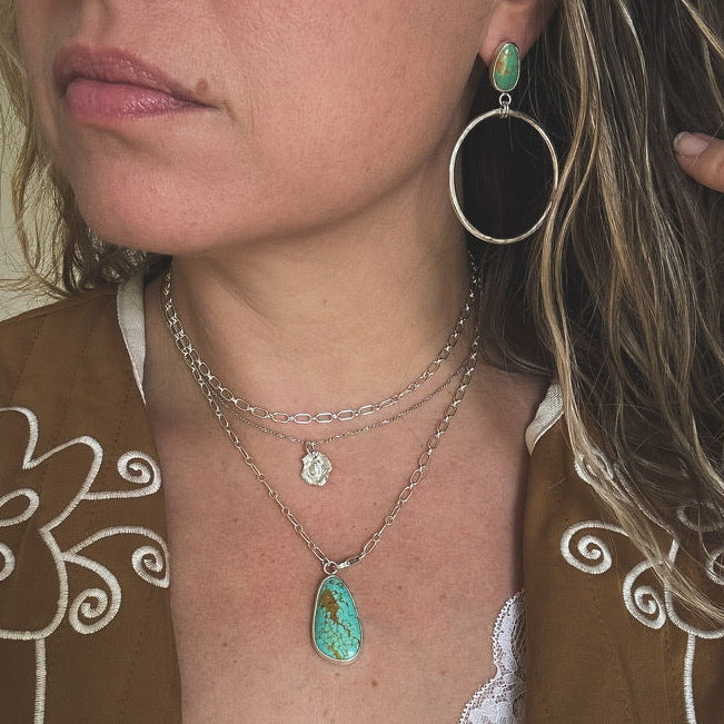 Turquoise Stud Hoop Earrings