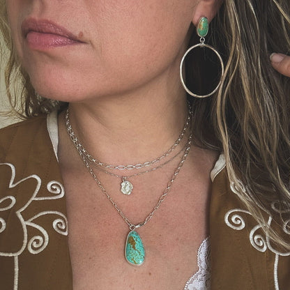 Turquoise Stud Hoop Earrings