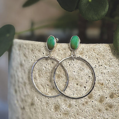 Turquoise Stud Hoop Earrings
