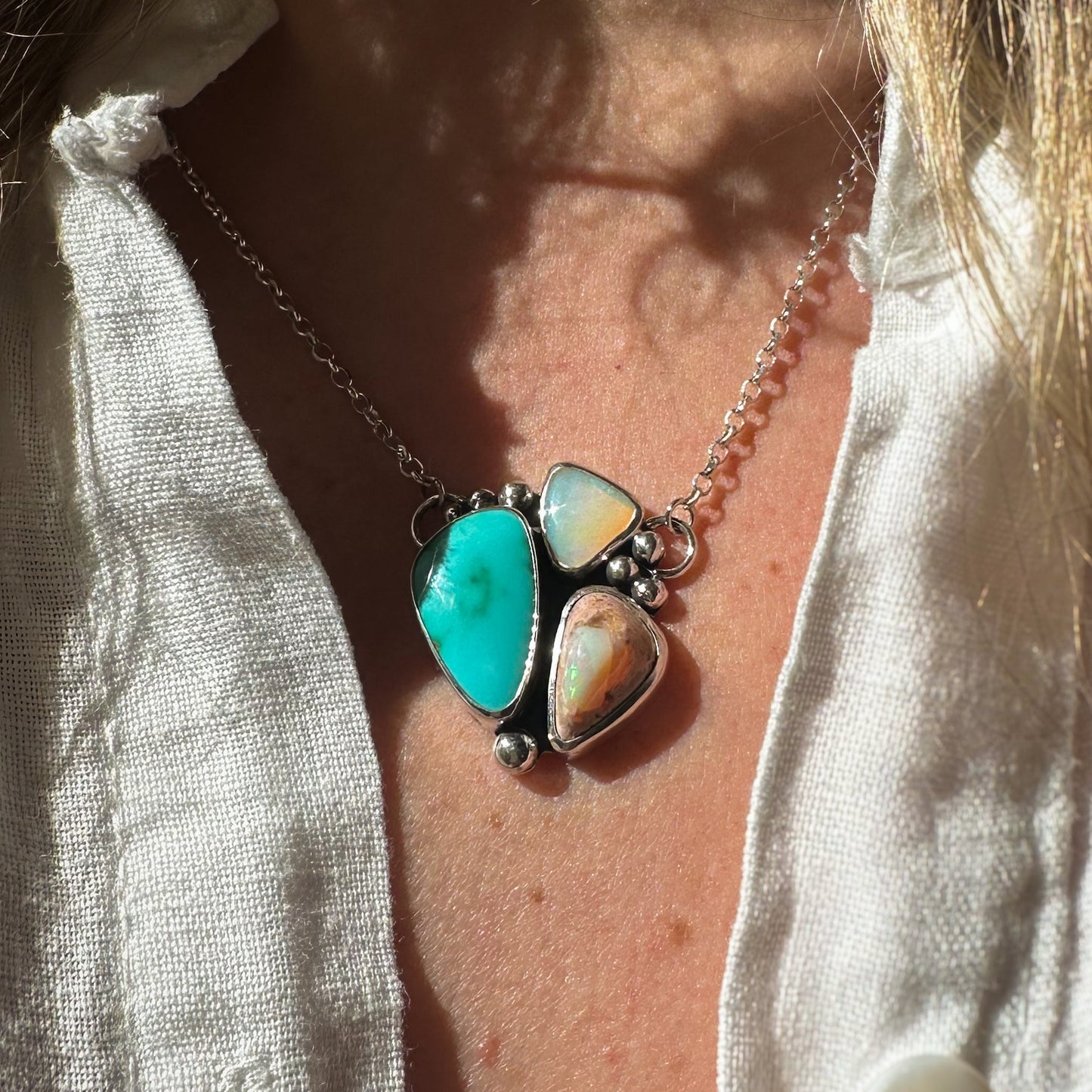 Double Opal Turquoise Necklace