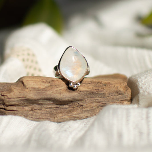 Rainbow Moonstone Ring (Size 7.5)