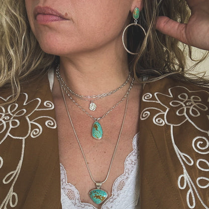 Turquoise Stud Hoop Earrings