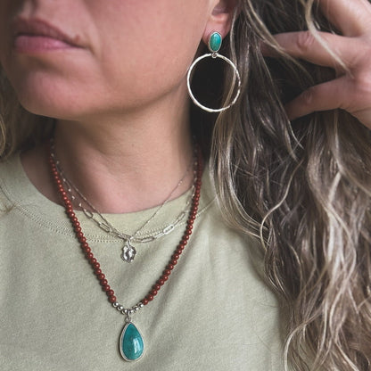 Turquoise Stud Hoop Earrings