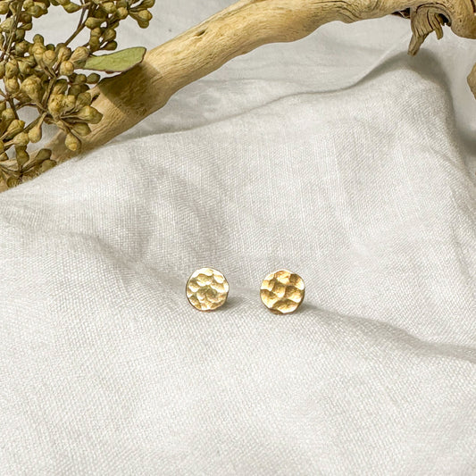 14K Gold Filled Hammered Dot Stud Earrings