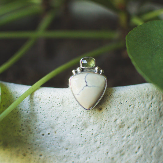 Ivory Creek and Madagascar Green Sapphire | Size 7