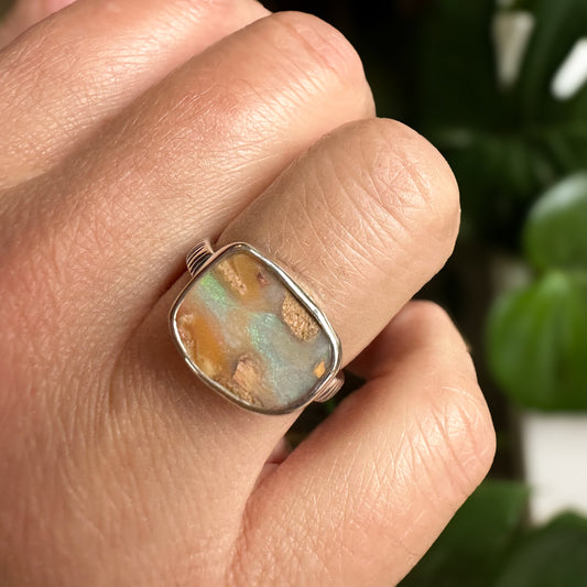 Pastel Boulder Opal Ring (Size 9)