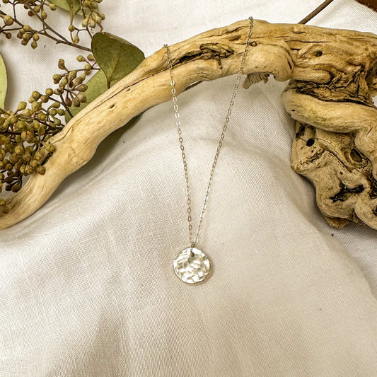 Dainty Recycled Silver Hammered Dot Necklace