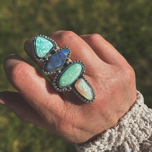 Opal & Turquoise Tidepool Ring ~ Finish To Size