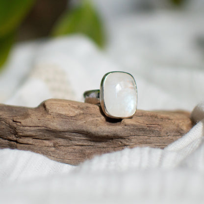 Rainbow Moonstone Ring (Size 8.5)