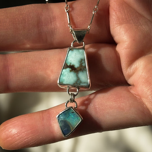 Turquoise and Opal Dangle Pendant